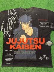 CIVIL REGIME x JUJUTSU KAISEN MEGUMI CURSED TECHNIQUE DUNGEON DISTRESSED TEE S