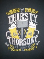 THE AVENGERS Thirsty Thorsday MARVEL Comic Book THOR Art RIPT Apparel SHIRT New