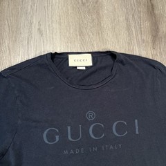 Gucci Men’s Black Logo Crew Neck Short Sleeve Cotton Jersey T-Shirt Size L Italy