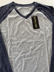 Men’s t-shirt Casual Vintage Long Raglan Sleeve V-Neck Running Hiking Baseball L