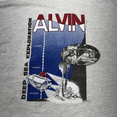 Vintage Deep Sea Exploration Tee Shirt Mens Large Grey Alvin Submersible 90s