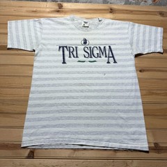 Vintage 90s Tri Sigma Sorority Sailboat Single Stitch Striped T-Shirt Men’s XL