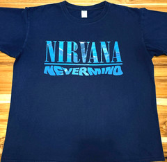 Nirvana Nevermind T Shirt XL Navy Blue Double Sided Kurt Cobain Grunge Band Tee