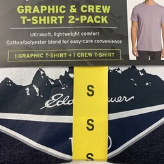 Eddie Bauer Graphic & Crew T-shirt 2-Pack NEW Mens Expedition LOGO NEW. SMALL S