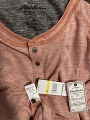 Flag & Anthem Men’s Henley Neck Short Sleeve T-Shirt Coral Gray Size Medium NWT
