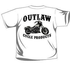 OUTLAW CYCLE PRODUCTS FXR LOGO WHITE SHORT SLEEVE T-SHIRT BIKER MOTORCYCLE