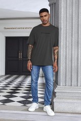 Men’s Fashion Athletic T-Shirt Oversized Workout Short Sleeve Shirt Casual Cr…