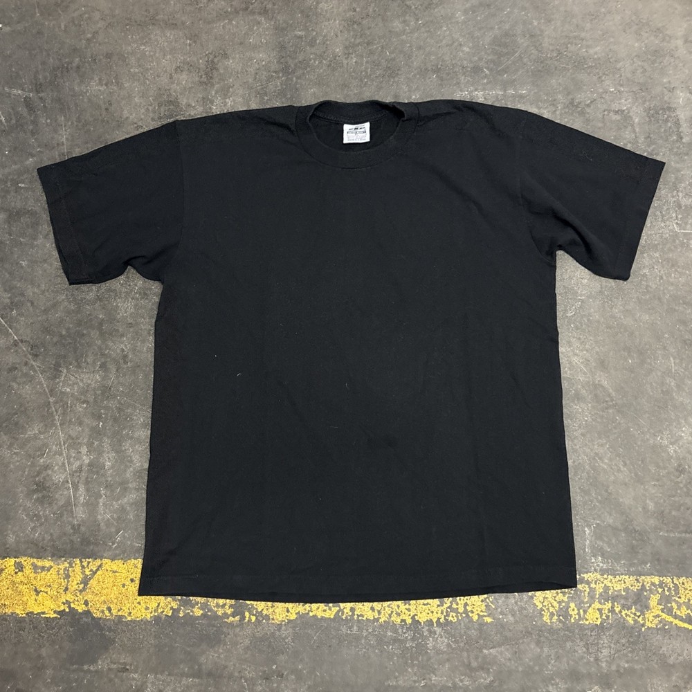 Vtg Pro 5 Super Heavy 100% Cotton Athletic Y2K USA Blank T-Shirt Mens XL Black