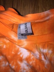 Gildan Soft Style Orange and White Tie Dye T-Shirt Large L