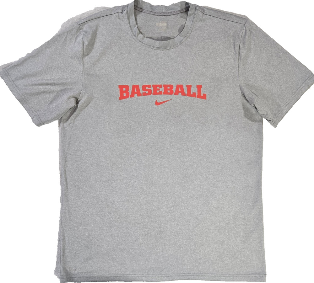 Mens Nike DriFit Baseball Short Sleeve T Shirt Gray Medium Athletic Training
