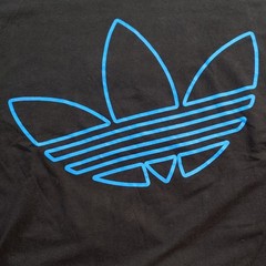 adidas Originals Trefoil Logo Black Blue Graphic Print Crew Neck T-Shirt XL