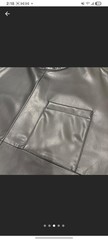 Men’s Black Zara Leather T-Shirt L Short Sleeve Crew Neck Chest Pocket
