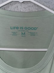 Life Is Good Crewneck T-Shirt Men’s Sz M Hammock Peace out Outdoor Camping Green