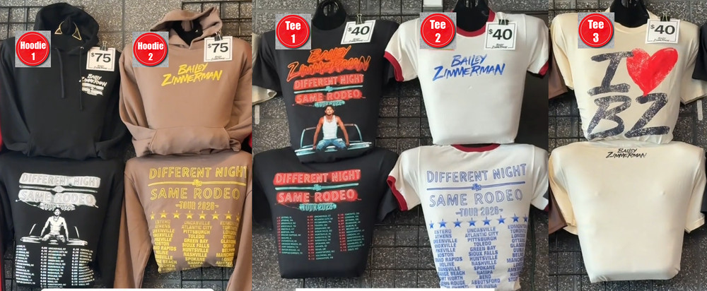 Bailey Zimmerman Different Night Same Rodeo Tour 2026 Merch Tee, T-shirt Reprint