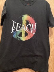 Peace Sign Teach Peace XL Black T Shirt