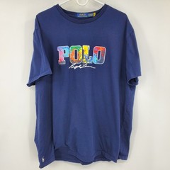 Polo Ralph Lauren Mens XL Navy Blue Paint Splatter Graphic Logo T-Shirt Cotton