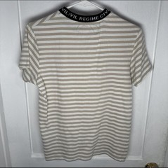 Civil Regime Men’s S Beige/White/Black Striped Logo Crew Neck Tee