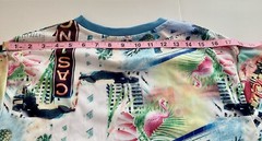 Surf Society Drill Cloth. Teal Blue Crew Neck Miami Retro Flamingo Men’s Size(L)