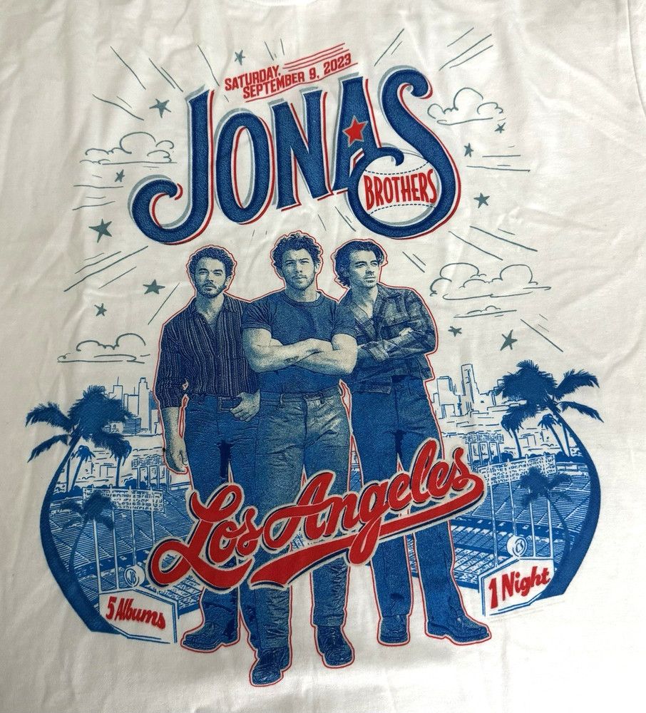 Jonas Brothers 2023 Los Angeles Dodger Stadium Concert T-Shirt White New Size XL