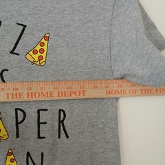 “Pizza is Cheaper than Therapy” Small T-Shirt Gender Neutral Gray Funny Foodie