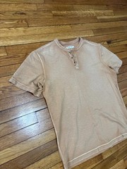Alesbury Men’s Dyed Washed Grunge Henley Short Sleeves T Shirt Large Orange