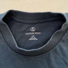 Lands’ End Mens T-Shirt Size L/T Tall Navy Blue 100% Cotton Crewneck Short