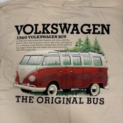 Volkswagen Bus Shirt Mens Medium Tan Original Bus 1960 Style front logo car