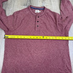 Faherty Mens Heathered Red Long Sleeve Cloud Organic Cotton Henley Shirt Size M