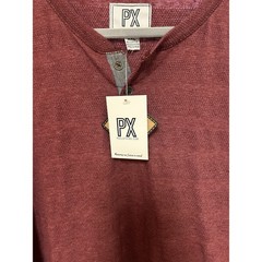 PX Clothing Mens XXL Burgundy Red Long Sleeve Henley Shirt Eco-Friendly 8PC1276M