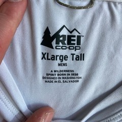 REI Co-op Mens XL Tall Long Sleeve Performance Shirt White Crew Neck Activewear