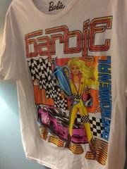 BARBIE Adult T Shirt Racing Phenomenal Short Sleeve White W Bold Graphic Size M