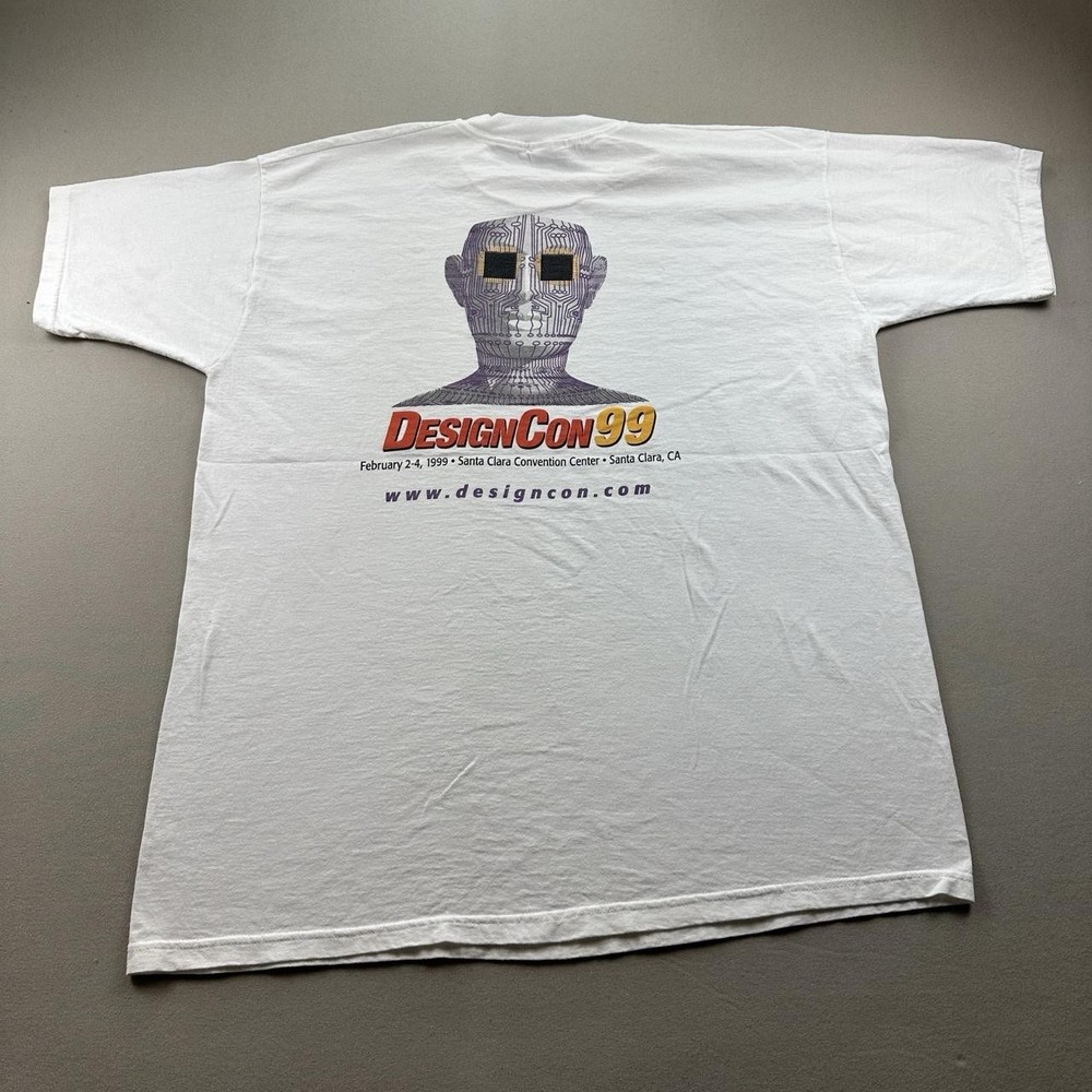 Vintage Tech Art T-Shirt Mens XXL White DesignCon Computer System Bay Area 90s