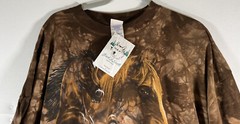 Horse Graphic T-Shirt Men’s Size XXXL Brown Running Horses Nature Western Tee