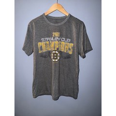 Boston Bruins 2011 Stanley Cup Champions T-Shirt G-III Gray Mens Medium NHL Tee