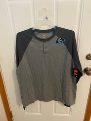 BRAND NEW MEN’S SIZE 2XL HANES X-TEMP CHARCOAL HEATHER HENLEY LONG SLEEVE SHIRT