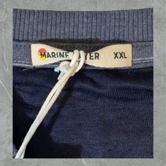 NEW Marine Layer Henley Shirt Men 2XL Double Knit Long Sleeve Indigo Blue Stripe