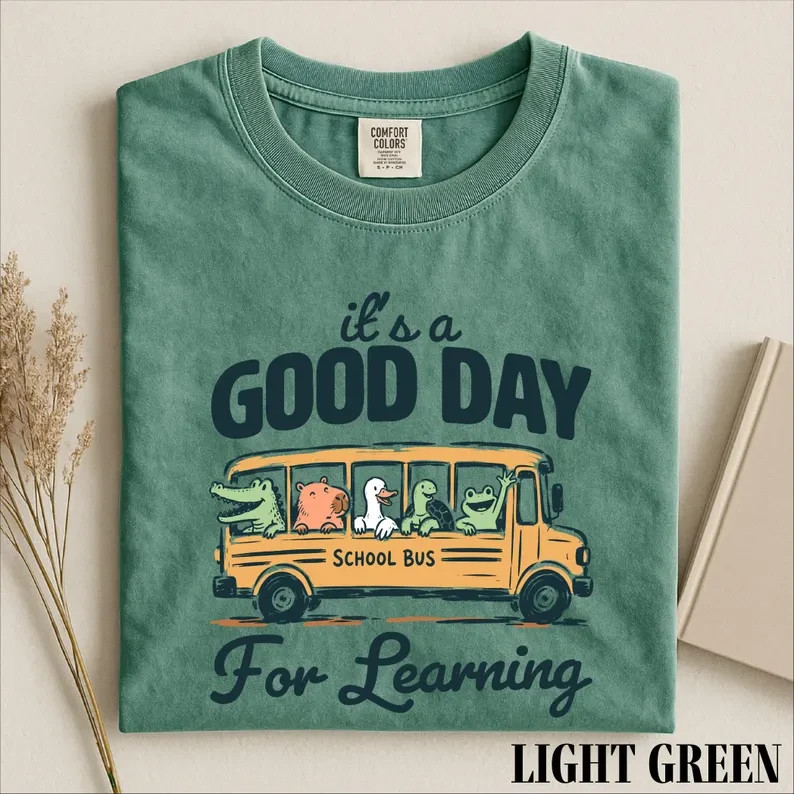 Good Day For Learning Shirt Kindergarten Preschool Teacher School Bus Tee