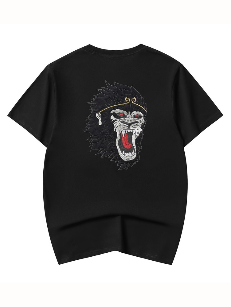 Niepce Men’s Raging Monkey Embroidery Tee Japanese Streetwear T-Shirt