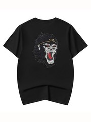 Niepce Men’s Raging Monkey Embroidery Tee Japanese Streetwear T-Shirt