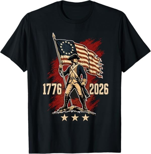 Colonial Soldier Patriotic Flag Anniversary T-Shirt
