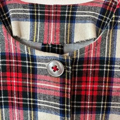 Vintage handmade wool Red, white, and black plaid button-up shirt with pockets