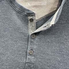 Eddie Bauer Thermal Base Layer Mens L Tall Henley Shirt Blue Long Sleeve Waffle