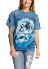 The Mountain Orca Wave Killer Whale Dolphin Ocean Fish Blue Cotton Shirt 4X