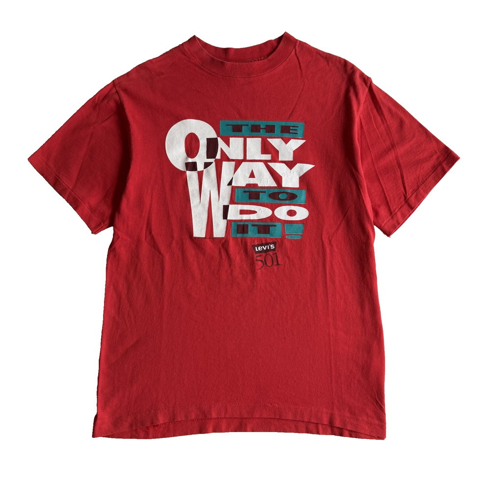 Vintage 90s Levi’s 501 “The Only Way To Do It” Red T-Shirt Size Medium