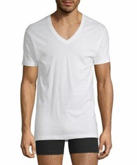 Stafford 4-Pack Men’s Dry+Cool Blended Cotton V-Neck T-Shirts White