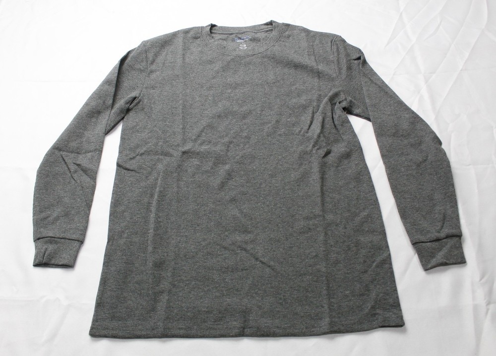 Blue Ice Men’s Soild Long Sleeve Waffle Knit T-Shirt CN6 Charcoal Large NWT