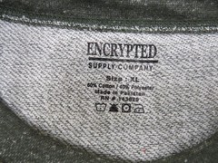 ENCRYPTED Men’s T-Shirt Olive Camo XL Zipper Pocket Curved Hem Cotton Blend