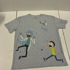 Rick & Morty T-shirt Short Sleeve Adult Swim Top Pocket, Size XXL All Over Print