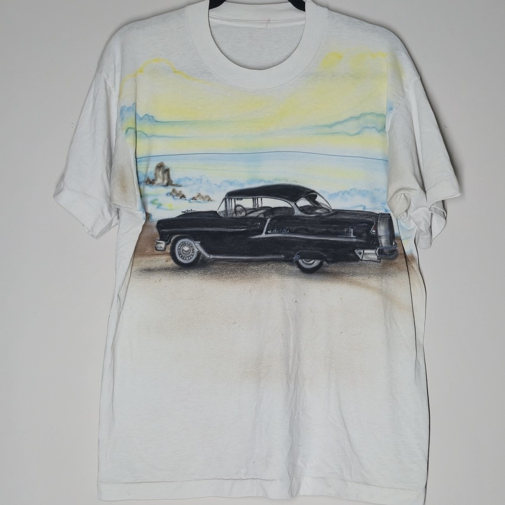 Vintage 90s 1955 Chevy Bel Air T Shirt Men L Short Sleeve Chevrolet Air Brush