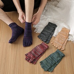 5 Pairs Toe Socks Mens Five Finger Striped Running Athletic Cotton Ankle Sox